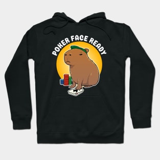 Poker face ready Capybara Cartoon Hoodie